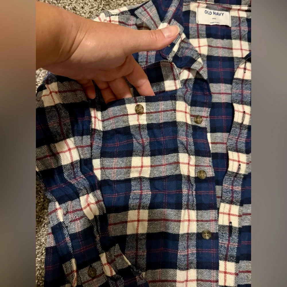 Old Navy Kids Plaid Button Down Shirts - Red and Navy